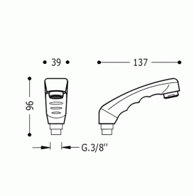Душевая лейка Tres однорычажная для парикмахерской черный/хром 9134450
