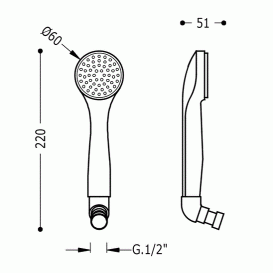 Душевая лейка Tres Ordal Ø60 мм черный/хром 913482510