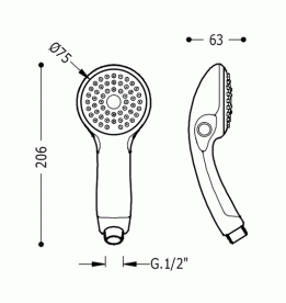 Душевая лейка Tres Pausa Ø75 мм с гидромассажем 1 тип струи хром 134531