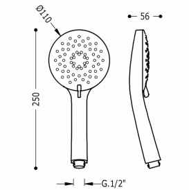 Душевая лейка Tres Ø110 мм с гидромассажем 3 типа струи хром 29974902