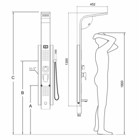 Душова панель Primera Intera настінна шліфований нікель 4850019