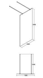 Душевая перегородка Besco Aveo Due Walk-In 100х195 см матовый черный/прозрачное стекло ADB-100-195C