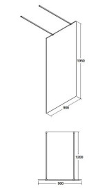 Душевая перегородка Besco Aveo Due Walk-In 90х195 см матовый черный/прозрачное стекло ADB-90-195C