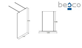 Душова перегородка Besco Aveo Due Walk in 120х195 см профіль хром/прозоре скло AVD-120-195C