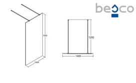 Душова перегородка Besco Aveo Due Walk in 140х195 см профіль хром/прозоре скло AVD-140-195C