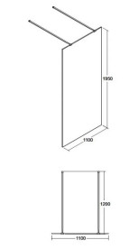 Душевая перегородка Besco Aveo Due Walk-In 110х195 см матовый черный/прозрачное стекло ADB-110-195C