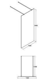 Душевая перегородка Besco Aveo Due Walk-In 130х195 см матовый черный/прозрачное стекло ADB-130-195C