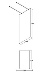 Душова перегородка Besco Aveo Due Walk-In 100х195 см глянцевий хром/прозоре скло AVD-100-195C