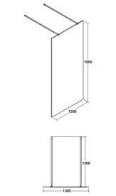 Душова перегородка Besco Aveo Due Walk-In 130х195 см глянсовий хром/прозоре скло AVD-130-195C