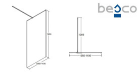 Душова перегородка Besco Aveo Walk in 110х195 см профіль хром/прозоре скло AV-110-195-C
