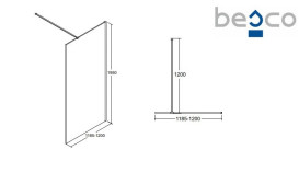 Душова перегородка Besco Aveo Walk in 120х195 см профіль чорний матовий/прозоре скло AVB-120-195C
