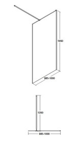 Душевая перегородка Besco Aveo Walk-In 100х195 см матовый черный/прозрачное стекло AVB-100-195C