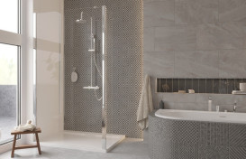 Душова перегородка Besco Eco-N Walk in 90х195 см профіль хром/прозоре скло EN-90-195C