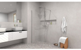 Душова перегородка Besco Eco-N Walk in 90х195 см профіль хром/прозоре скло EN-90-195C