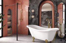 Душова перегородка Besco Eco-N Walk in 100х195 см профіль чорний матовий/прозоре скло ENB-100-195C