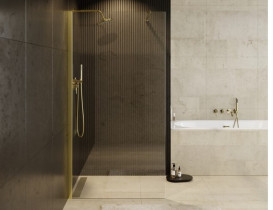 Душова перегородка Besco Eco-N Walk in 90х195 см профіль золото/прозоре скло ENG-90-195C