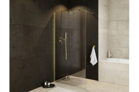 Душова перегородка Besco Eco-N Walk in 90х195 см профіль золото/прозоре скло ENG-90-195C