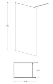 Душова перегородка Besco Eco-N Walk-In 100х195 см збройовий метал/прозоре скло ENGM100-195C