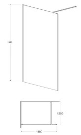 Душевая перегородка Besco Eco-N Walk-In 110х195 см оружейный металл/прозрачное стекло ENGM110-195C