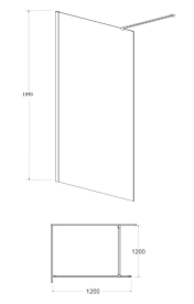 Душевая перегородка Besco Eco-N Walk in 120х195 см профиль золото/прозрачное стекло ENG-120-195C