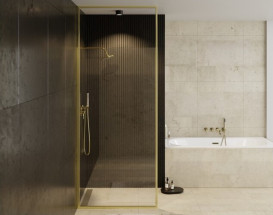 Душова перегородка Besco Icon Walk in 120х200 см профіль золото/прозоре скло ICG-120-200C