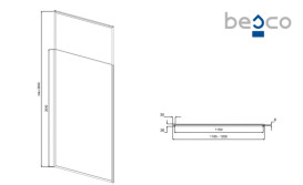 Душова перегородка Besco Icon Walk in 120х200 см профіль золото/прозоре скло ICG-120-200C