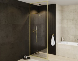 Душевая перегородка Besco Icon Walk in 120х200 см профиль золото/прозрачное стекло ICG-120-200C