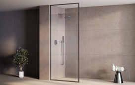 Душова перегородка Besco Icon Walk-In 100х200 см збройовий метал/прозоре скло ICGM100-200C
