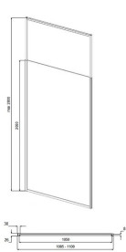 Душова перегородка Besco Icon Walk-In 110х200 см збройовий метал/прозоре скло ICGM110-200C