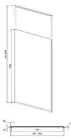 Душевая перегородка Besco Icon Walk-In 100х200 см профиль хром/прозрачное стекло ICH-100-200C