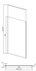 Душова перегородка Besco Icon Walk-In 110х200 см профіль хром/прозоре скло ICH-110-200C