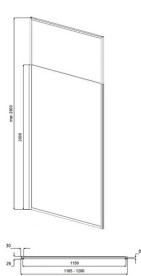 Душова перегородка Besco Icon Walk-In 120х200 см профіль матовий чорний/прозоре скло IC-120-200C
