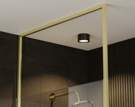 Душевая перегородка Besco Icon Walk-In 100х200 см профиль золото/прозрачное стекло ICG-100-200C