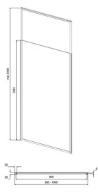 Душевая перегородка Besco Icon Walk-In 100х200 см профиль золото/прозрачное стекло ICG-100-200C