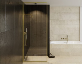 Душевая перегородка Besco Icon Walk-In 110х200 см профиль золото/прозрачное стекло ICG-110-200C