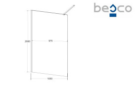 Душевая перегородка Besco Leafy Walk in 100х200 см профиль черный матовый/прозрачное стекло с узором LF-100-200C