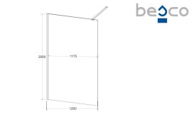 Душова перегородка Besco Leafy Walk in 120х200 см профіль чорний матовий/прозоре скло з візерунком LF-120-200C