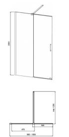 Душова перегородка Besco Vayo Walk-In 100х200 см розсувна глянсовий хром/прозоре скло VY-100-200C