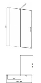 Душевая перегородка Besco Vayo Walk-In 140х200 см раздвижная глянцевый хром/прозрачное стекло VY-140-200C