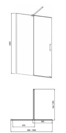 Душова перегородка Besco Vayo Walk-In 100х200 см розсувна матовий чорний/прозоре скло VYB-100-200C