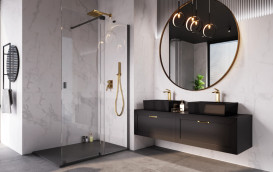 Душевая перегородка Besco Vayo Walk-In 120х200 см раздвижная матовый черный/прозрачное стекло VYB-120-200C