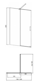 Душевая перегородка Besco Vayo Walk-In 120х200 см раздвижная матовый черный/прозрачное стекло VYB-120-200C