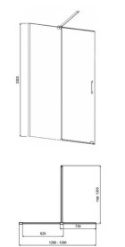 Душова перегородка Besco Vayo Walk-In 140х200 см розсувна матовий чорний/прозоре скло VYB-140-200C