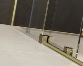 Душова перегородка Besco Vayo Walk-In 140х200 см розсувна золото/прозоре скло VYG-140-200C