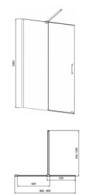 Душевая перегородка Besco Vayo Walk-In 90х200 см раздвижная оружейный металл/прозрачное стекло VYGM-90-200C