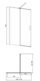 Душова перегородка Besco Vayo Walk-In 110х200 см розсувна збройовий метал/прозоре скло VYGM110-200C