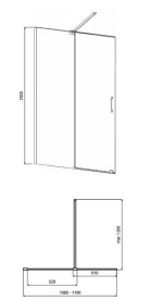 Душова перегородка Besco Vayo Walk-In 120х200 см розсувна збройовий метал/прозоре скло VYGM120-200C
