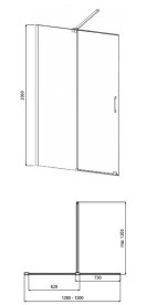 Душова перегородка Besco Vayo Walk-In 130х200 см розсувна збройовий метал/прозоре скло VYGM130-200C