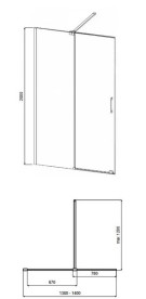 Душова перегородка Besco Vayo Walk-In 140х200 см розсувна збройовий метал/прозоре скло VYGM140-200C