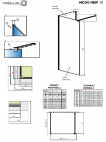 Душевая перегородка фронтальная часть Radaway Modo New Black IV 110 см черный/прозрачное стекло 389614-54-01